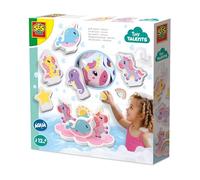SES Creative Unicorn Bath Island - Create Your Own Magical Play World in the Bath with 9 Foam Pieces - 8 Unicorn Figures and 1 Floating Island