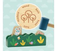 SES Creative 13145 Wooden Hammer Bench Peek-a-Boo - Educational Toy for Kids Aged 12 Months+ - Tap the Wooden Hammer to Make the Opposite Side Pop Up with a Fun Animal