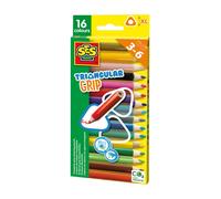SES Creative x16 Colouring Pencils Triangular Grip Bright Colour Assorted Kids