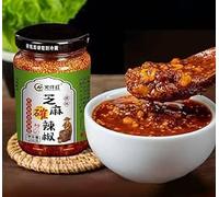 Sesame pepper sauce（200g/can）sesame peanut butter,noodles sauce, dipping sauce, Fast food,seasoning sesame pepper, cold dish sauce,seasoning, delicious snack gifts (Original (not spicy),2cans)