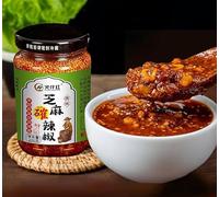 Sesame pepper sauce（200g/can）sesame peanut butter,noodles sauce, dipping sauce, Fast food,seasoning sesame pepper, cold dish sauce,seasoning, delicious snack gifts (Original (not spicy),1can)