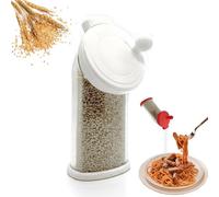 Sesame Seed Mill Grinder - Manual Adjustable Spice Grinder for Sesame, Flaxseed & Seasonings, One-Handed Rotatable Toasted Sesames for Kitchen Cooking and Home Table Use (White)