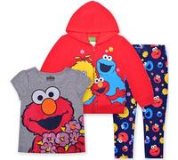 Sesame Street 3 Pack Shirt, Jacket and Leggings Set for Kids, Comfy Active Wear for Girls, Size 4T
