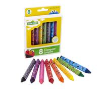 Sesame Street 8 Count Washable Triangular Crayons for Toddlers and Kids Will Not Roll Assorted Colors Great for Classrooms