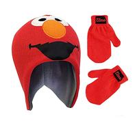 Sesame Street Baby Boys' Elmo Hat and Mittens Cold Weather Set Winter Accessory, Blue/Orange, Age 2-4