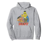 Sesame Street Bert & Ernie Friendship Level: Best Pullover Hoodie, Adult Unisex, Heather Grey, Medium