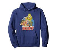 Sesame Street Bert & Ernie Friendship Level: Best Pullover Hoodie, Adult Unisex, Navy Blue, Medium