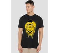 Sesame Street Bert Graffiti Spray Face T-Shirt, Black | Size: 5XL Sesame Street Black 5XL