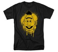 Sesame Street Bert Graffiti Spray Face Unisex T Shirt, Black, Small