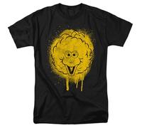 Sesame Street Big Bird Graffiti Spray Face Unisex T Shirt, Black, Large
