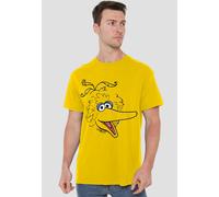 Sesame Street Big Bird Retro Sketch Face T-Shirt, Yellow | Size: Small Sesame Street Yellow S