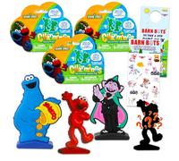 Sesame Street Blind Bags Mini Figures 3 Pack - Party Favors Bundle with 3 Sesame Street Mystery Figurines Plus Stickers, More | Mystery Elmo Bag Clips for Kids