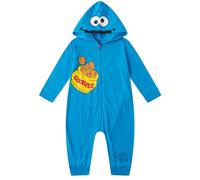 Sesame Street Boy's Cookie Monster Hooded Coverall Onesie, 100% Cotton, Blue, Size 4T