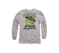 Sesame Street Canned Grouch Long Sleeve T-Shirt, Athletic Heather in Grey | Size: Small Sesame Street Grey S