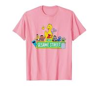 Sesame Street Character Logo T-Shirt, Men, Pink, X-Large