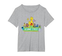 Sesame Street Character Logo T-Shirt, Women's Plus, Heather Grey, 1X