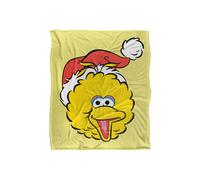 Sesame Street Christmas Santa Hat Big Bird Face Silky Touch Super Soft Throw Blanke | Size: Large Sesame Street Multicolor Large