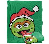 Sesame Street Christmas Santa Hat Oscar The Grouch Face Silky Touch Super Soft Throw Blanket 152 X 127 Cm