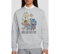 Sesame Street Colorful Group Sweatshirt, Athletic Heather in Grey | Size: 2XL Sesame Street Grey 2XL