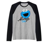 Sesame Street Cookie Monster Always Cool LOL Cartoon Classic Raglan Baseball Tee