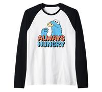Sesame Street Cookie Monster Always Hungry Pose Classic LOL Raglan Baseball Tee