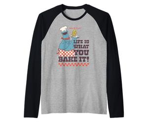 Sesame Street Cookie Monster Baker Hot Fresh Vintage Yummy Raglan Baseball Tee