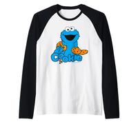 Sesame Street Cookie Monster Best Cookies Happy Classic Pose Raglan Baseball Tee