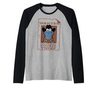 Sesame Street Cookie Monster Cowboy Bandit Wanted Poster Fun Raglan Baseball Tee