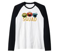 Sesame Street Cookie Monster Elmo Grouch Team Classic Squad Raglan Baseball Tee