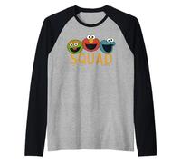 Sesame Street Cookie Monster Elmo Grouch Team Squad Classic Raglan Baseball Tee