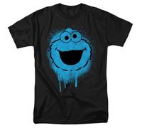Sesame Street Cookie Monster Graffiti Spray Face Unisex T Shirt, Black, Large