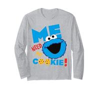 Sesame Street Cookie Monster Grumpy Hungry Fun Classic Pose Long Sleeve T-Shirt