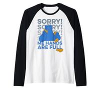 Sesame Street Cookie Monster Hands Full Hungry Classic Pose Raglan Baseball Tee