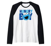 Sesame Street Cookie Monster Hungry Big Head Classic Pose Raglan Baseball Tee