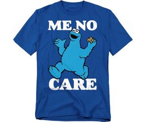 Sesame Street Cookie Monster Me No Care Unisex T Shirt, Royal, X-Large