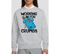 Sesame Street Cookie Monster Working For Crumbs Sweatshirt, Athletic Heather Sesame Street Grey L