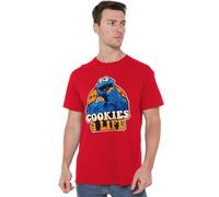 Sesame Street Cookies 4 Life Unisex T Shirt, Red, X-Large