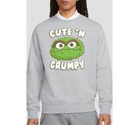 Sesame Street Cute N Grumpy Sweatshirt, Athletic Heather in Grey | Size: Medium Sesame Street Grey M