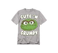 Sesame Street Cute N Grumpy T-Shirt, Athletic Heather in Grey | Size: 5XL Sesame Street Grey 5XL