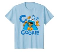 Sesame Street Distressed Text C is for Cookie Monster Kids T-Shirt, Youth, Baby Blue, 2T