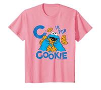 Sesame Street Distressed Text C is for Cookie Monster Kids T-Shirt, Youth, Pink, Medium