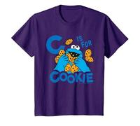 Sesame Street Distressed Text C is for Cookie Monster Kids T-Shirt, Youth, Purple, Medium
