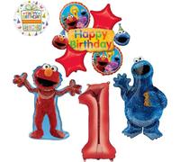 Sesame Street Elmo and Cookie Monster 1st Birthday Party Supplies Balloon Bouquet Decorations