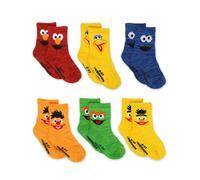 Sesame Street Elmo Boy's Girl's Multi Pack Crew Socks with Grippers (Baby/Toddler), Multicolor, 4-5 Years