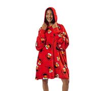 Sesame Street Elmo Character Heads All-Over Print Red Long Oversized Hoodie Wearable Blanket-OSFA