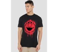 Sesame Street Elmo Graffiti Spray Face T Shirt, Black Sesame Street Black L