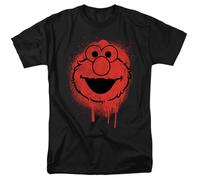 Sesame Street Elmo Graffiti Spray Face Unisex T Shirt, Black, Small