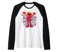 Sesame Street Elmo Monster Hug Fun Friendly Pose Vintage BFF Raglan Baseball Tee