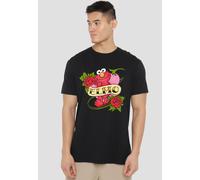 Sesame Street Elmo Tattoo T Shirt, Black Sesame Street Black L