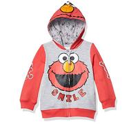Sesame Street Girls' Hoodie Hooded Sweatshirt, Heather Grey/Red, 5 Years